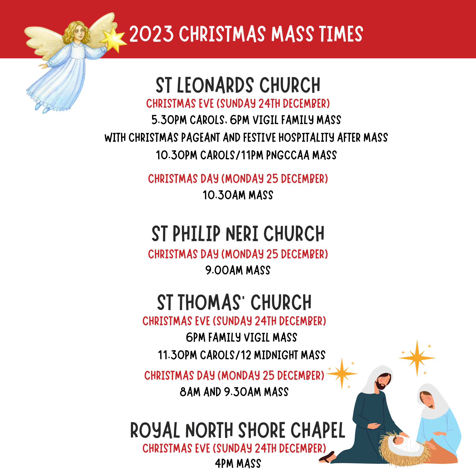 Christmas Mass Times 2023 Catholic Diocese of Broken Bay